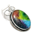 Naturaalne vikerkaare p&auml;ikesekvarts 925 sterlingh&otilde;bedast ehteripats 2,09 c0s78