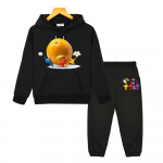 t&uuml;drukud poisid Kapuutsiga komplektid Pikmin Graafiline kapuutsikas Fleecepullover S&uuml;gisene pullover anime kapuutsikas 2TK Pealmine+p&uuml;ksid laste butiigiriietus 130 must