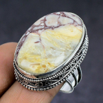 Silver Leaf Jasper Gemstone 925 Sterling Silver gift Jewelry Ring Size 10 s0W08