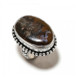 Natural Gabbro Stone Gemstone Handmade 925 Sterling Silver Ring Size 10 m8v72