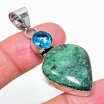 Ruby Zosite,Topaz Lab-Created Handmade 925 Sterling Silver Pendant 2.17 p1q37