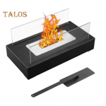 Kahe klaaspaneeliga lauakamin Sise-v&auml;lis-tagahoovis r&otilde;du sise&otilde;ue ristk&uuml;likukujulise kaminaga Tugev kaasaskantav ahjuk&uuml;tteseade must