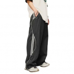 Unisex p&uuml;ksid Retro Ameerika stiilis t&auml;navamood &Otilde;hukesed K&uuml;lgmised taskud Elastne v&ouml;&ouml;koht Laiad s&auml;&auml;red &Uuml;hev&auml;rvilised J&otilde;usaalitrenn Jooksmine Sweatpants Pikad p&uuml;ksid M must