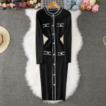 S&uuml;gistalvised naiste elegantsed O-kaelusega kootud kampsun, &otilde;huke Bodycon mantliga pullover-kleidid One Size aprikoosi
