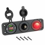 3-&uuml;hes Car Marine veekindel DC 12V/24V klahvl&uuml;liti digitaalne voltmeeter Kahe USB-pordiga LED-l&uuml;litipaneel punane