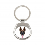 Malinois Belgian Shepherd Dog - geometric keychain with a photo and the inscription Art-Dog