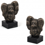 Papillon, Continental Toy Spaniel, Butterfly dog - Dog statue, bust on stone base, sculpture, trophy for dog show by Art-Dog brand