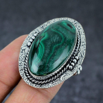 Natural Malachite Gemstone Handmade 925 Sterling Silver Jewelry Ring Size 6 r2g52