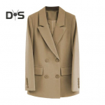 Naiste &uuml;likond, mantel, rev, pikkade varrukatega kaherealine, klapitaskutega &uuml;likonnajakk, &uuml;hev&auml;rviline, vaba sobivusega vabaaja &auml;ririietus XL khaki