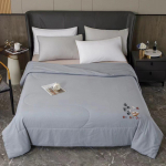 Lilletekk King Size , ruuduline suvine voodikate , Pehme kerge mikrokiust tepitud voodipesukomplekt iga hooaja konditsioneeri tekk 200 * 230cm (double quilt) hall v&auml;rv