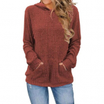 Naiste kootud kampsun kapuutsiga pikkade varrukatega avarate soonikutega kudumispullover taskutega vabaaja &uuml;hev&auml;rvilised s&uuml;giskudumid XXL