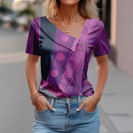 Naiste vabaaja pluus Fashion Skew Collar Print l&uuml;hikeste varrukatega s&auml;rgitopsid XXL