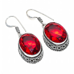 Mosambiigi Granaat V&auml;&auml;riskivi K&auml;sitsi valmistatud 925 Sterlingh&otilde;be Ehted K&otilde;rvar&otilde;ngas 1.50 1.5 punane