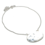 Natural Dendrite Opal Gemstone 925 Sterling Silver Jewelry Necklace 18 a2h98