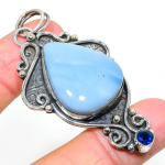 Natural Owhyee Opal, Blue Topaz Gemstone 925 Sterling Silver Pendant 2.72 h2o85