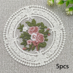 5 Pieces Drink Coasters Diameter 12 cm Elegant Housewarming Gifts Retro Cup Hollow Lace beež