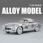 2025 Uus 1:24 Benzs 300SL r&ouml;&ouml;bastee versioon sulamist auto mudel survevalu metallist m&auml;nguasi klassikalised s&otilde;idukid automudeli simulatsioon heli ja valguse lastele kingitus valge