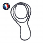 PERLINEA - Sautoir - Perle de Culture d'Eau Douce AAA+ - Semi-Ronde 9-10 mm - Noire - 160 cm - Bijoux Femme
