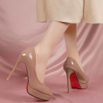 Moodne Elegantne temperament moekas haldjalik stiil &uuml;lik&otilde;rged kontsad pulmapidu 12cm veekindel platvorm punane tald k&otilde;rged kontsad 42 ihukarva