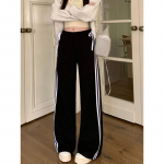 Kontrastsed splaissitud triibulised spordip&uuml;ksid naiste Ameerika retro Kawaii magus vibu side k&otilde;rge v&ouml;&ouml;koha sirge s&auml;&auml;rega p&uuml;ksid S must