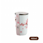 Roostevabast terasest kohvitass Cherry Blossom mustriga termokruus kaanega reisikruus piimatee lekkekindel kahe seinaga veetass 301-600ml
