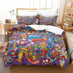 3D-prindiga Super Zings Voodipesukomplekt, Tekikate Tekk Voodikomplekt Tekikate Padjap&uuml;&uuml;r, Kuninglik Kuninganna &Uuml;heinimese Suurus Poisid T&uuml;drukud T&auml;iskasvanud 135x200cm 2pcs