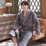 Paks kolmekihiline soe talvehommikumantel meeste pehme flanellist tepitud pikk kimono vannimantel Meeste hommikumantel meeste korallifliisist hommikumantel XL