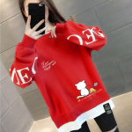 YYFS Naiste moe vabaaja &uuml;hev&auml;rviline printimine s&uuml;gistalvel pikkade varrukatega O-kaelusega pulloverid ja pikad varrukad M