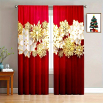 2 tk komplekt J&otilde;ulukardinad Lumemustrite ja P&auml;rgade Prindiga Pol&uuml;esterkardinad Elutuppa, K&ouml;&ouml;ki, Magamistuppa, Kabinetti 2x50W130H(CM)40x51in&Hook