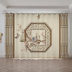 Uus hiina iidne arhitektuur maastikumaali kardinad magamistoale elutoa p&otilde;randale aken Cortinas Grommet Top 2 paneeli 100W130H(CM)40x51in&Grommet Top beige