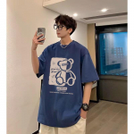 2024 Uus L&uuml;hikeste Varrukatega T-s&auml;rk Meeste Ins Moem&auml;rk Euroopa ja Ameerika Hip-Hopi Stiil &Uuml;mara Kaelusega Aluss&auml;rk &Uuml;lemine Suvi M valge