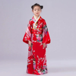 Jaapani Beebi T&uuml;druk Kimono Lapsed Vintage Yukata Lapsed T&uuml;druk Cosplay Kost&uuml;&uuml;m Traditsiooniline Kost&uuml;&uuml;m Naissoost rollim&auml;ng Etendus 100cm red