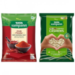 TATA Sampann Puhtad India p&auml;hklid tervena | Kaju | Valgu-, magneesiumi- ja fosforirikas | 500g & Tata Sampann t&scaron;illipulber looduslike &otilde;lidega, 500g