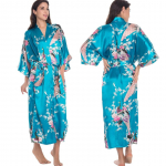 Uus kevadsuvi naiste pika hommikumantliga &ouml;&ouml;s&auml;rk Seksikas mustriga lilleline kimono hommikumantel vabaaja siidist satiinist kodukleit salongir&otilde;ivad One Size