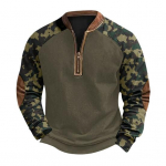 Meeste kevads&uuml;gisene 3D digitaalse kamuflaažiga tr&uuml;kiga poolt&otilde;mblukuga V-kaelusega elastsed k&auml;tised ja all&auml;&auml;re pullover v&auml;lisspordiks treeninguteks 3XL B
