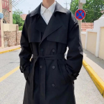 Kevad S&uuml;gis Meeste Trenchcoat Meeste Streetwear Tuulejakk Trenchcoat Mehed &Uuml;hev&auml;rviline &Auml;ri Vabaaja Lai L&otilde;ige Pikk &Uuml;ler&otilde;ivas XS must
