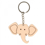 Porte-cl&eacute;s t&ecirc;te d'&eacute;l&eacute;phant en bois