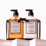Kimirica Bouquet Hand Wash Hand Lotion Duo komplekt koos Metal Caddyga | Frangipani ja roosi headus, 100% vegan | Unisex | Kauakestev aroom