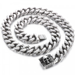 Massiivne 20 mm laiune Kuuba l&uuml;lidega kaelakee koljupeaga kinnisega, punk roostevabast terasest kaelakee meestele, julge avaldus ehe, kingitused 70CM h&otilde;be