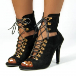 Naiste sandaalid Mood Seksikad &otilde;hukesed k&otilde;rged kontsad lahtise varbaga t&otilde;mblukuga tantsukingad Suvised tantsusaalid l&uuml;hikesed saapad Naiste plusssuurus 43 35 must