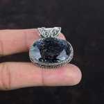 Faseteeritud Must Rutiil Kivist Ripats Vintage Ehted 925 Sterling H&otilde;bedast Ripats K&auml;sit&ouml;&ouml;na Valmistatud Viisakas Ripats Tervendav Kivi Ehted Kingitus Talle