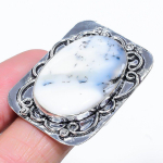 Dendrite Opal Handmade 925 Sterling Silver Jewelry Ring Size 8 m7l20