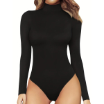 1 tk Naiste &uuml;hes t&uuml;kis T-s&auml;rk Slim Pikkade varrukatega Poolk&otilde;rge kaelusega &Uuml;hev&auml;rviline Jumpsuit Top L must