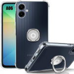 Coque silicone pour samsung galaxy a06, transparent avec support argent&eacute; r&eacute;glable - booling