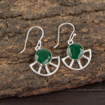 Rohelised oon&uuml;ksk&otilde;rvar&otilde;ngad, 925 sterlingh&otilde;bedast ehted, Kingitus naistele, K&auml;sit&ouml;&ouml;na valminud k&otilde;rvar&otilde;ngad, Kivist ehted 1.40 Inches roheline