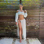 Uus Seksikas Kuum T&uuml;druk &Otilde;&otilde;nes V&ouml;&ouml;kohaga Naiste V&otilde;rk Tuttidega Rannaseelik Pluus Kleit L valge