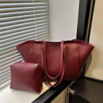 Minimalistlik kandekottide komplekt, kirjadega tr&uuml;kitud PU, lukuga suletav &otilde;lakott naistele, ostmiseks ja igap&auml;evaseks kasutamiseks 30x13.5x26cm punane