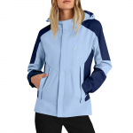 Naiste Solid Stripe vihmajope Outdoor Plus veekindel kapuutsiga vihmamantel Tuulekindel L khaki