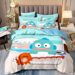 Hangyodon Voodipesukomplektid Sanrio Tekk Voodikate Tekikott Padjap&uuml;&uuml;r 2-3 Osalised Komplektid Teismeliste Laste Kingitused AU Single 140x210cm blue