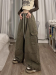 Y2K Cargo laia s&auml;&auml;rega p&uuml;ksid naistele kottis valged p&uuml;ksid &uuml;lisuured vabaaja naiste mustad lahtised jaapani t&auml;navar&otilde;ivad hiphop XL